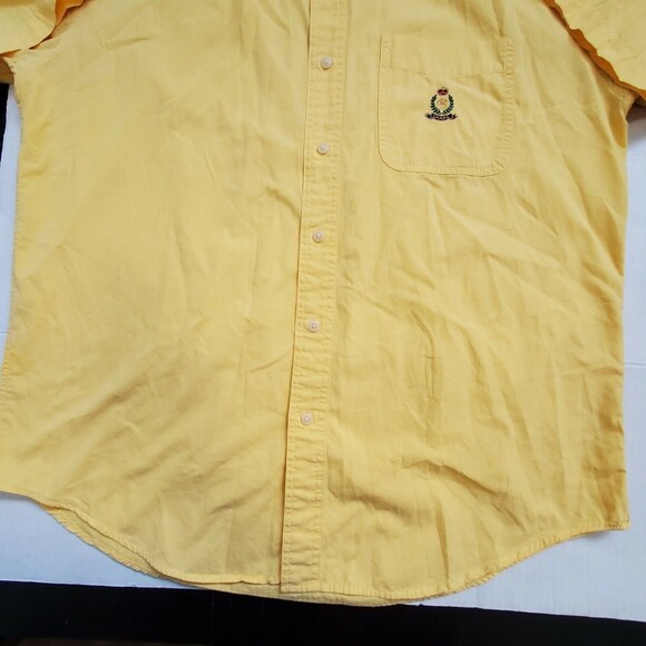 Vintage Chaps Ralph Lauren Button Up Shirt Logo Pocket Yellow Mens size Large - Picture 5 of 9